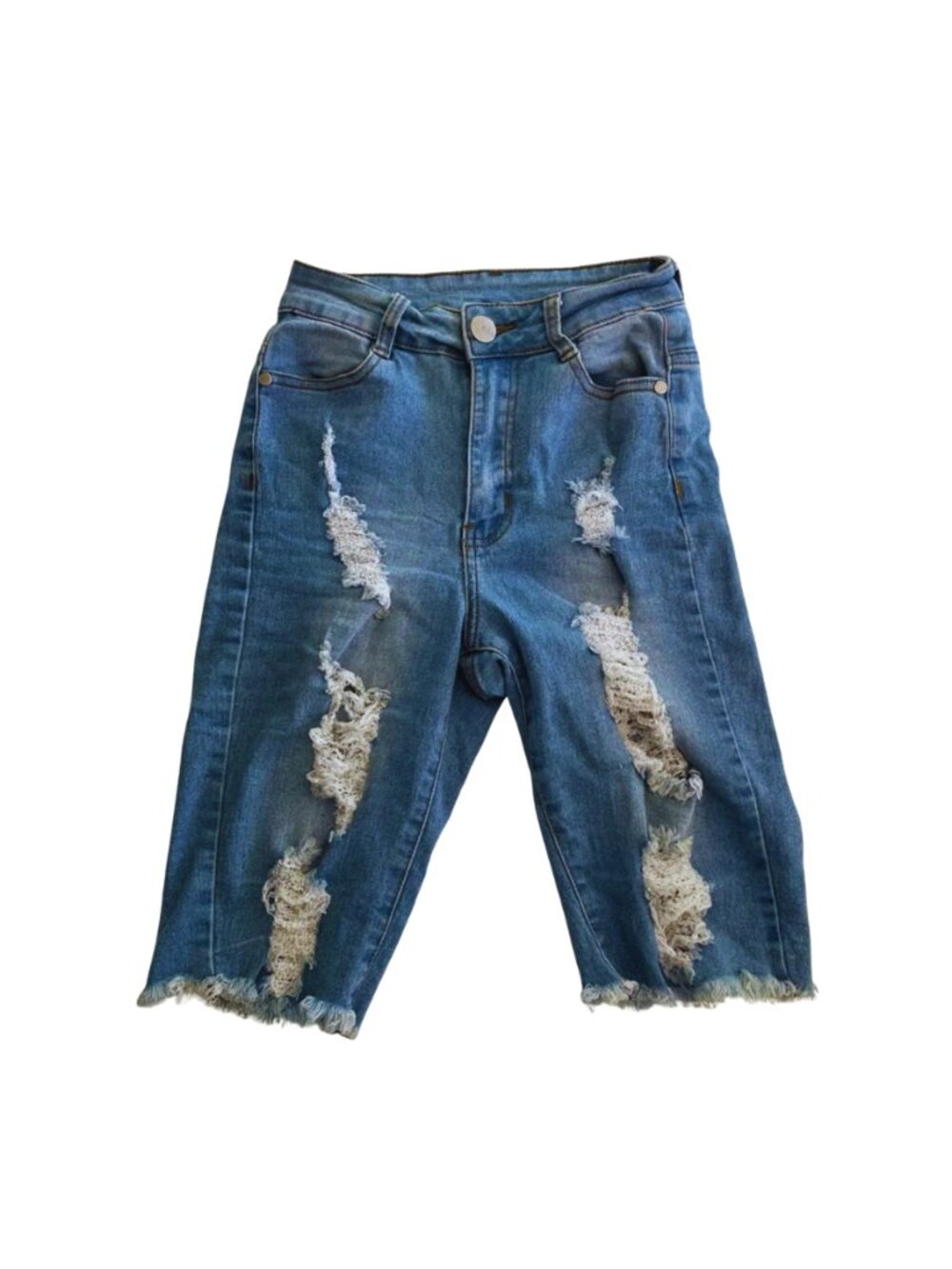 B.O.B Jeans Distressed Denim Shorts Womens Size 2/Juniors 1 Cropped Stretch Y2K